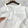 桑蚕丝+棉轻盈灵动感，~及简小立领，七分袖宽松中长款白衬衫衬衣