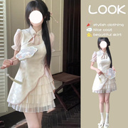 新中式国风旗袍短袖连衣裙2024夏季春(夏季春)款裙子小个子高级感女装