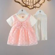 女童夏装0女宝宝夏季连衣裙，1-2-3岁短袖套装，婴儿公主裙洋气两件套