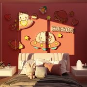 kt猫少女生孩小公主儿童房间布置装饰品摆件卧室墙面壁贴纸画遮丑