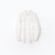 momoerablack&white5332romantic蕾丝，衬衫重工绣花长袖衬衣