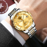 瑞士机芯名牌男士手表，时尚腕表日历防水简约石英表超薄真钻男