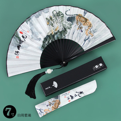 霸气老虎中国风扇子男士古风绘画手工折扇儿童汉服小折叠扇夏季