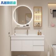 浴室柜陶瓷一体盆卫生间智能简约现代洗漱台实木，卫浴洗手盆柜组合