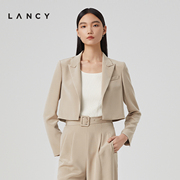 LANCY/朗姿女装2023春季桑蚕丝短款西装外套女通勤职业西服