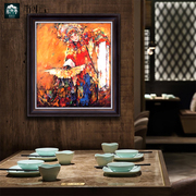 手绘京剧抽象油画餐厅玄关走廊装饰画沙发背景墙中式竖幅挂画定制