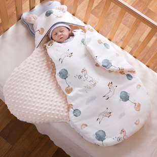 初生婴儿纯棉抱被春秋冬季加厚睡袋新生儿宝宝产房襁褓蝴蝶包被