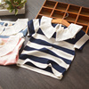 女童短袖t恤夏季薄款韩版儿童装海军风条纹半袖，上衣宝宝体恤衫