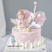 网红蛋糕装饰粉色少女心公主，摆件搪胶款爱莎，与凯勒蛋糕装扮