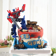 儿童汽车机器人生日蛋糕装饰摆件插件男孩玩具擎天战士烘焙配件