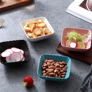 北欧哑光四方碗陶瓷方形，调味碟陶瓷盘小吃碟，创意零食碟蘸料碟