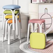 塑料凳子加厚板凳家用餐桌餐凳简约时尚创意塑料椅子成人圆高凳子
