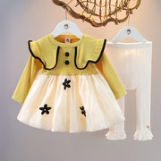 婴儿童装女宝宝秋季连衣裙洋气公主，裙两件套装1-3岁秋装2女童衣服