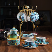 欧式骨瓷花茶茶具套装下午茶玻璃耐热蜡烛加热花草水果花茶壶茶杯