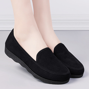 老北京布鞋女夏季软底一脚蹬，豆豆鞋舒适时尚透气黑色工作鞋子