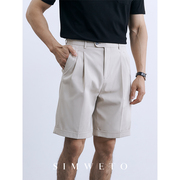 夏季男士免烫短裤透气舒适亚麻垂感商务英伦，休闲裤那不勒斯绅装裤