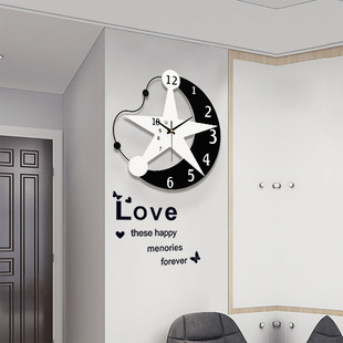 设计师款挂钟现代简约钟表创意时尚客厅家用星星装饰壁式静音时钟