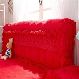 全包床头套蕾丝布艺加厚红色床，头罩皮床弹力防尘罩公主床靠背套子