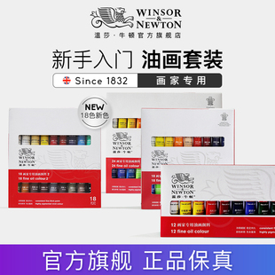 winsornewton温莎牛顿画家专用油画颜料12色/18色/24色套装12ml小瓶美术专用初学者入门级儿童颜料