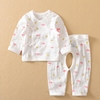 夏季新生儿衣服哈咪奇婴儿，竹纤维薄款内衣，套装宝宝纱布系带和服套