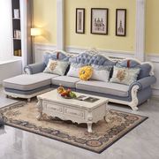 欧式布艺沙发小户型客厅转角沙发，茶几组合套装法式整装科技布简欧