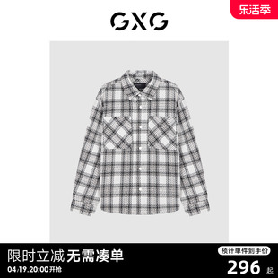 GXG 经典黑白格纹男式夹克外套上衣情侣外套 23年款
