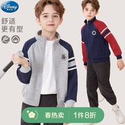 迪士尼男童外套儿童棒球服春装，2024大童休闲卫衣，夹克秋季童装