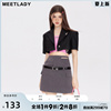meetlady2023夏季设计感小众，西装外套女短款甜酷风短袖小西服
