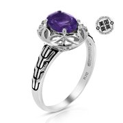 vir jewels 1.20 克拉紫色紫水晶戒指 .925 纯银配铑椭圆形 8x6