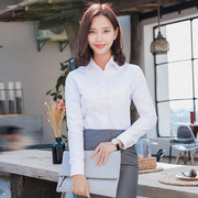 2024长袖衬衫女短袖薄款工作服正装韩版职业OL工装纯色棉衬衣