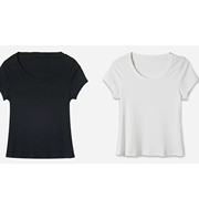 2023女士紧身短袖黑色白色半袖T恤内搭简约纯色百搭显瘦修身