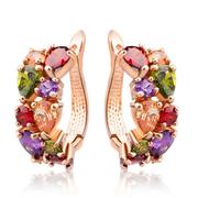欧美蒙娜丽莎水晶锆石耳扣时尚玫瑰金耳环，锆石耳饰品跨境耳环
