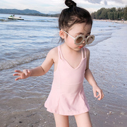儿童泳衣女童小宝宝，韩国游泳衣度假速干吊带公主，裙式平角连体泳装