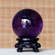 晶贵人天然水晶球，乌拉圭紫水晶球紫黑色水晶球摆件