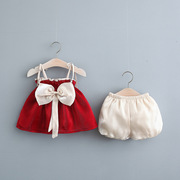1-3岁女宝宝洋气套装夏装，2周岁婴儿，衣服小女童吊带裙衫短裤两件套