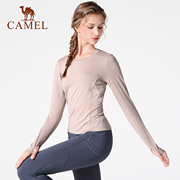 骆驼瑜伽服长袖上衣女秋冬季跑步服装秋款运动服T恤健身服紧身衣