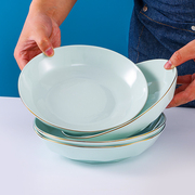 金边方盘陶瓷盘子碟子，家用菜盘餐盘轻奢深盘汤盘简约创意餐具套装