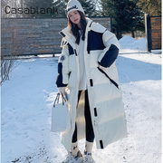 casablank冬时尚黑白色，工装棉服女长款过膝宽松加厚羽绒棉袄