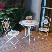 欧式铁艺阳台庭院户，外室w外花园，休闲桌椅组合三件套咖啡厅阳