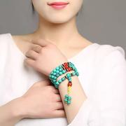 天然绿松石108颗手链蓝松石，手链藏式民族风男女，情侣款绿松石手串