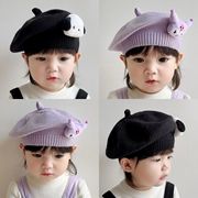 婴儿帽子春秋款女宝宝贝雷帽婴幼儿毛线帽秋冬季儿童画家帽针织帽