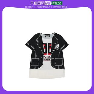 香港直邮MOSCHINO 女士黑色白色拼色假两件短袖T恤 HJ0207-5834-4
