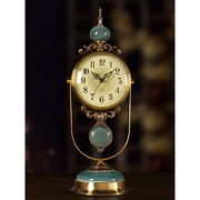 美式轻奢家用座钟客厅时钟装饰坐钟摆件复古石英钟静音台钟钟表