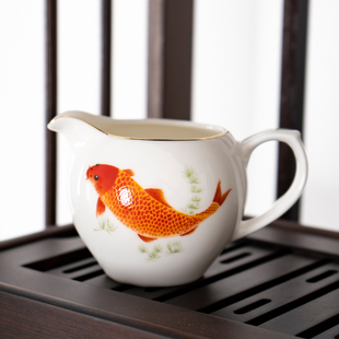 青花陶瓷茶具零配茶海白瓷，匀杯家用公杯公道杯，大号分茶器纯白中式