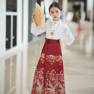 马面裙2024女童春秋套装明制改良中国风儿童汉服女孩春季古装