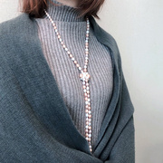 玉灵希天然淡水珍珠项链毛衣链长款彩色珍珠米珠秋冬时尚流行小众