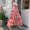 夏日绝美半裙度假波西米亚蛋糕长裙女2025新款a字碎花雪纺半身裙