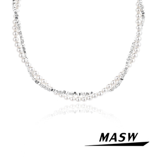 masw麻秀原创设计925纯银，高级感简约珍珠项链轻奢缠绕碎银锁骨链