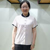 yun韫2023夏季气质雪纺，翻领拼色波点印花短袖，衬衫女职业上衣