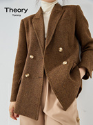 theorytommy2023秋新精纺羊毛，斜纹肌理感气质，通勤双排扣西服外套